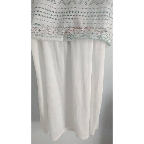 Cloth & Portrait A-Line Women's Eyelet Midi Dress Lined White Mint Peach - Large - Picture 4 of 7